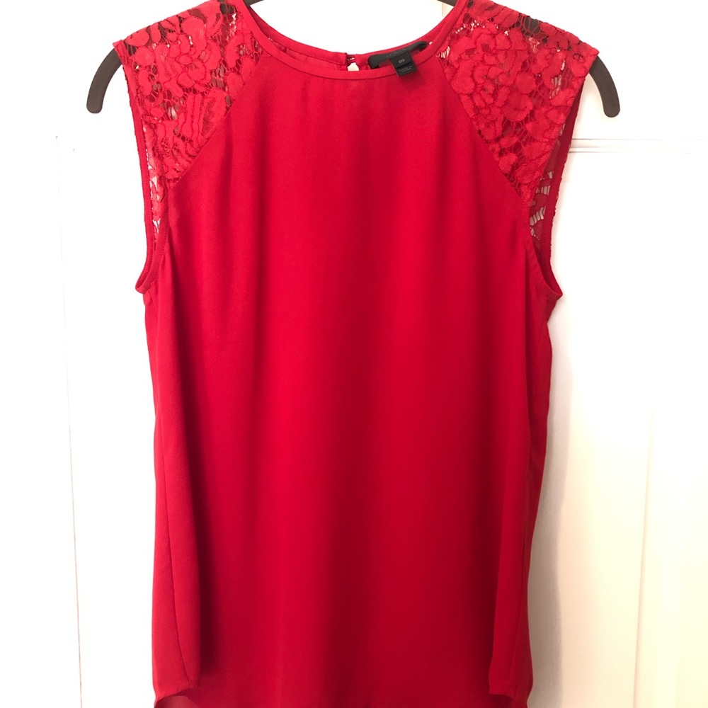 J. Crew Women’s sleeveless blouse with lace, red, size 00